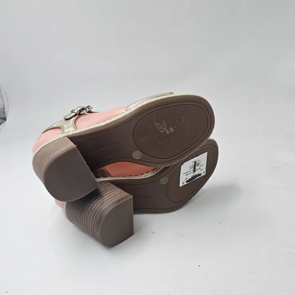 Lucky Brand Jennyl Metallic Espadrille Block Heel Sandals Stardust Size 7.5 - Picture 7 of 10